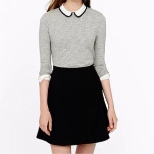 J. Crew Tipped Peter Pan Collar Sweater Top in Gray, Size Medium